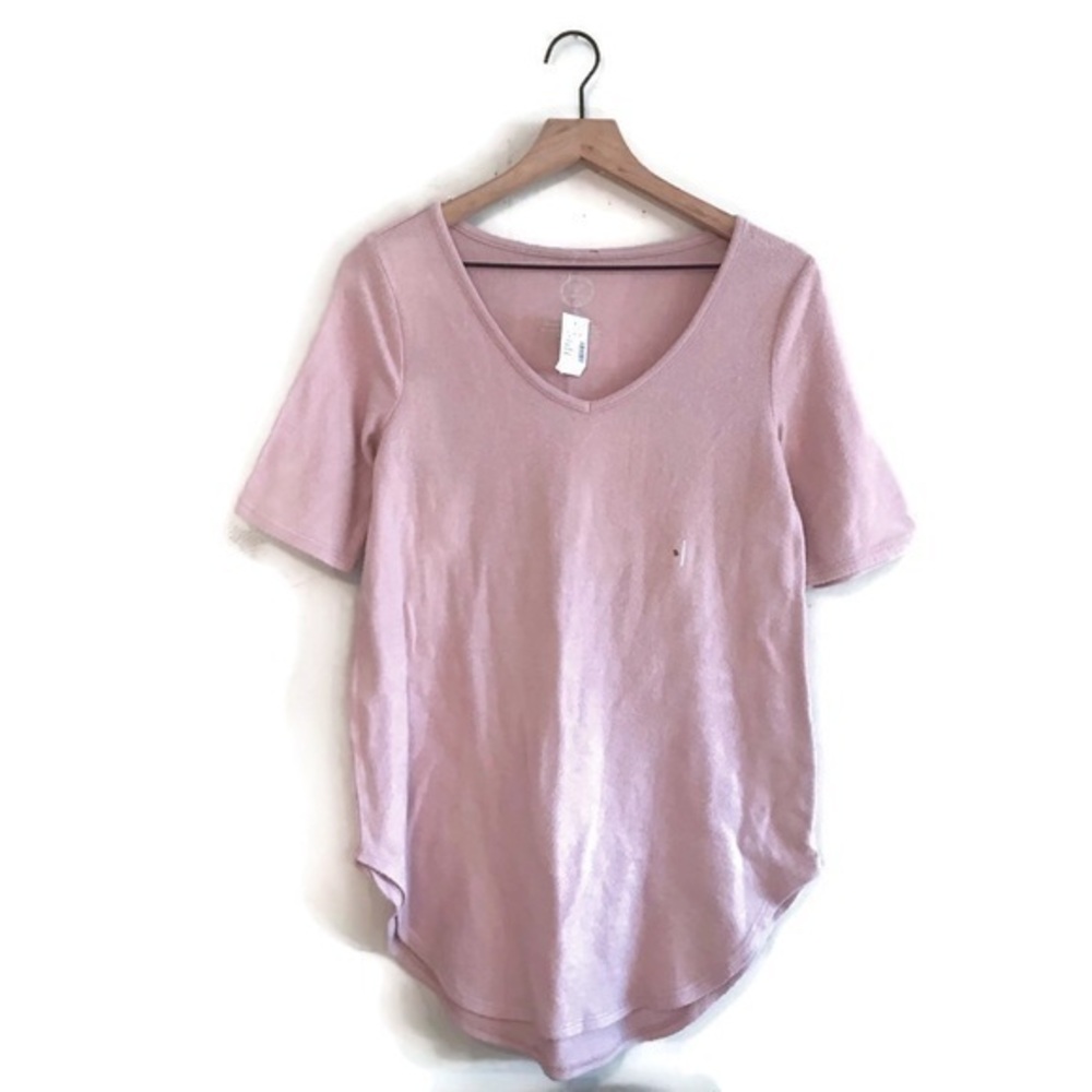 NWT Maurices Pale Pink Fuzzy Soft Short Sleeve T shirt Blouse Women’s size Small